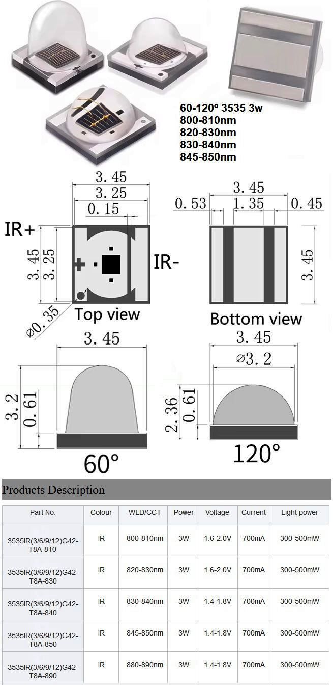 3535 Led 800-840nm 3w